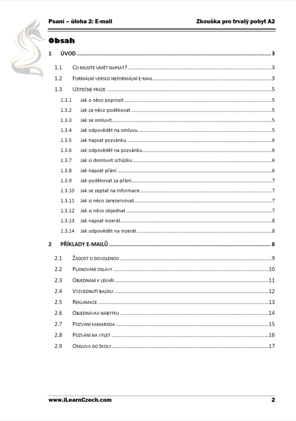Zkouška pro trvalý pobyt A2: Fráze + 27 e-mailů (Úloha 2) - Image 2