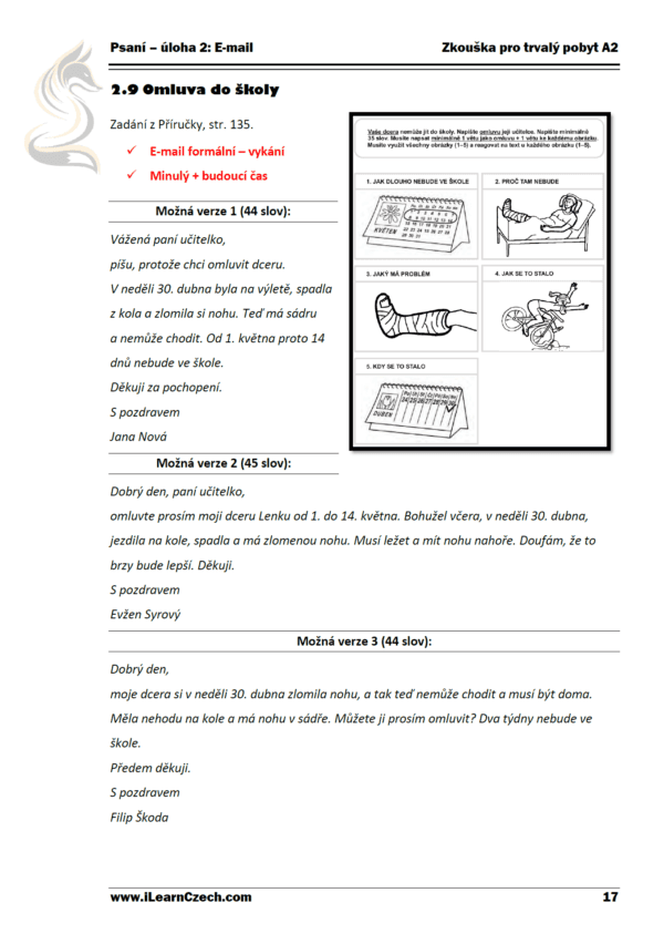 Zkouška pro trvalý pobyt A2: Fráze + 27 e-mailů (Úloha 2) - Image 3